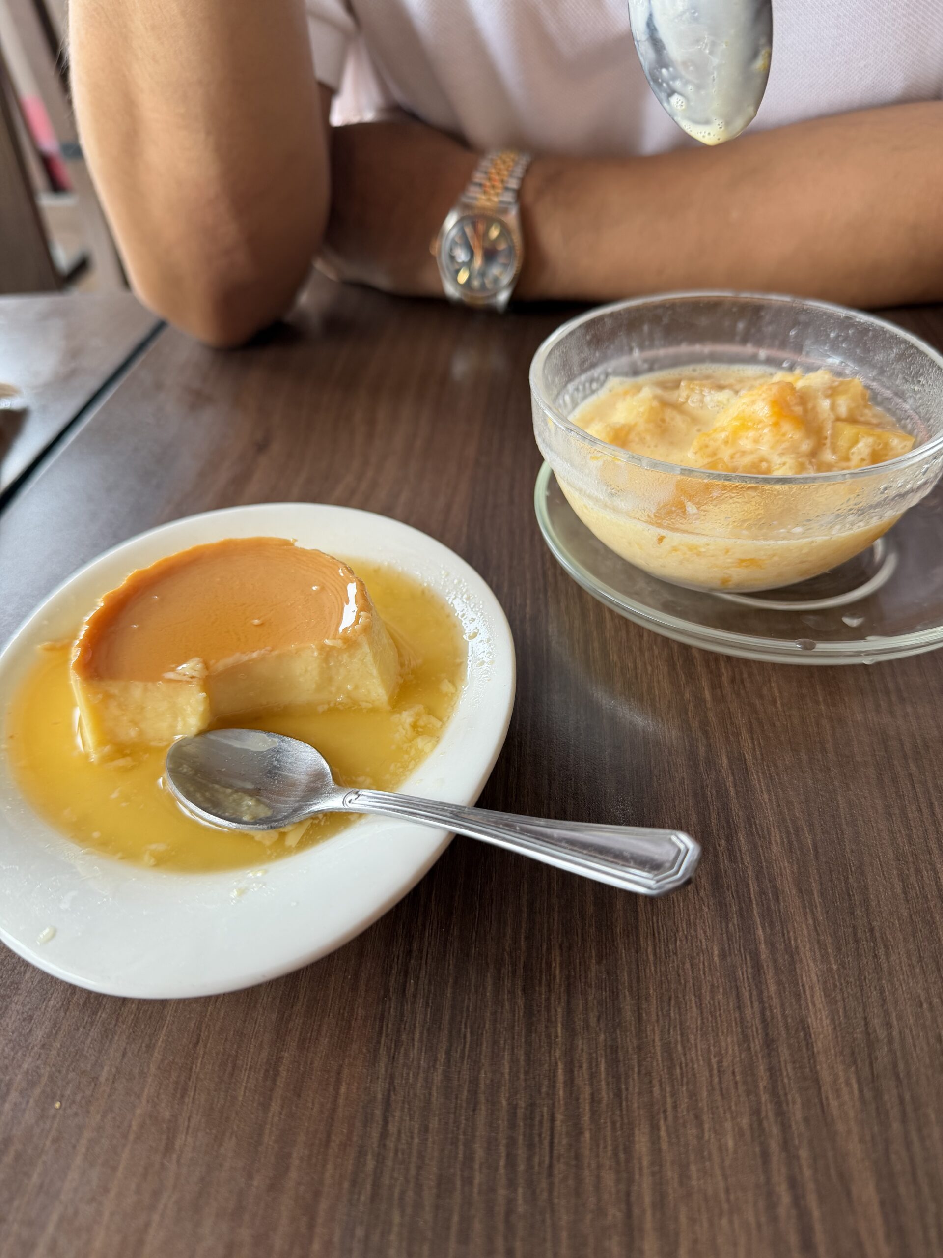 Leche flan and mango-gelo desserts at Lido Cocina Tsina