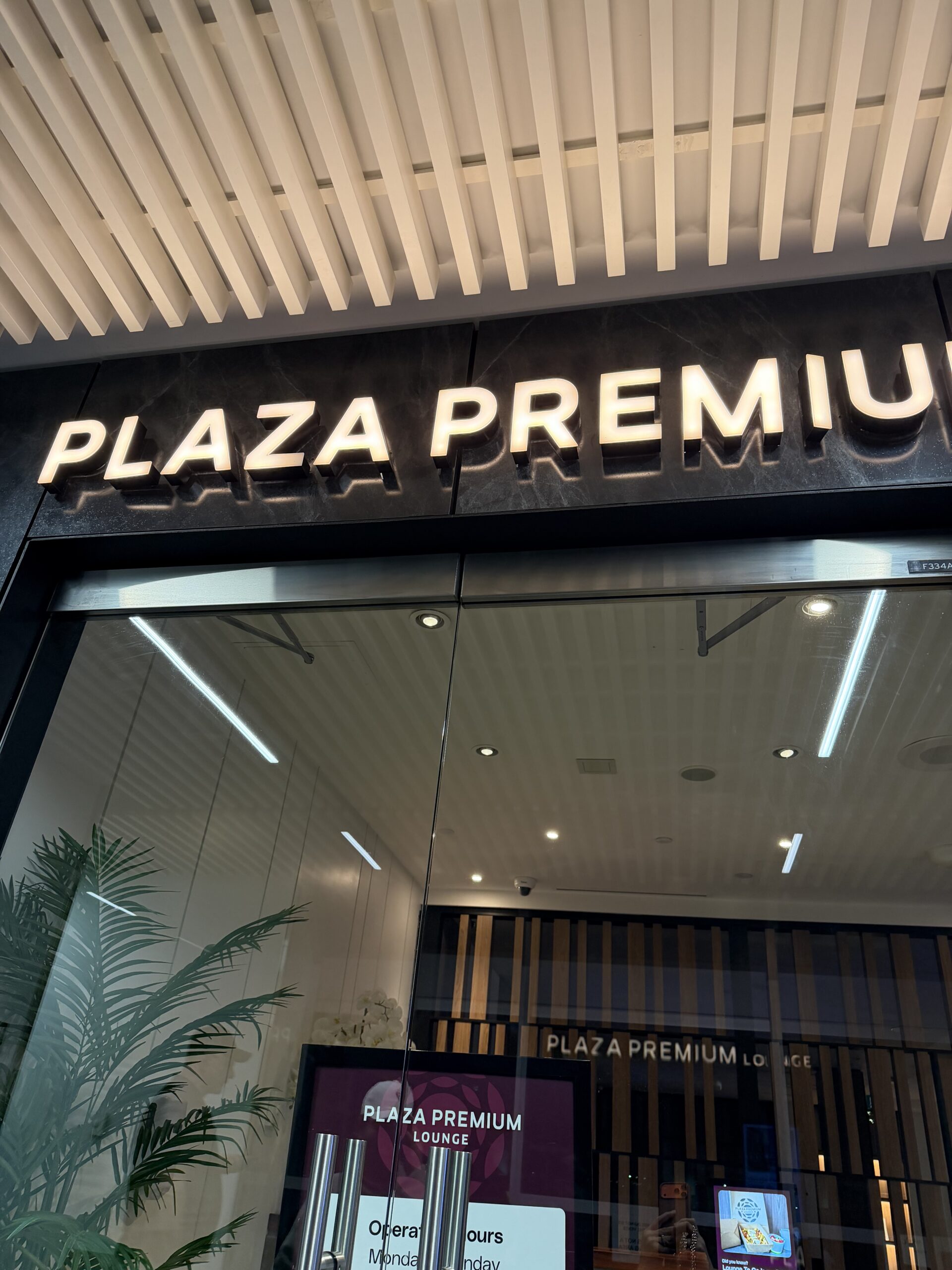 Entrance to Plaza Premium Lounge at Toronto Pearson Airport